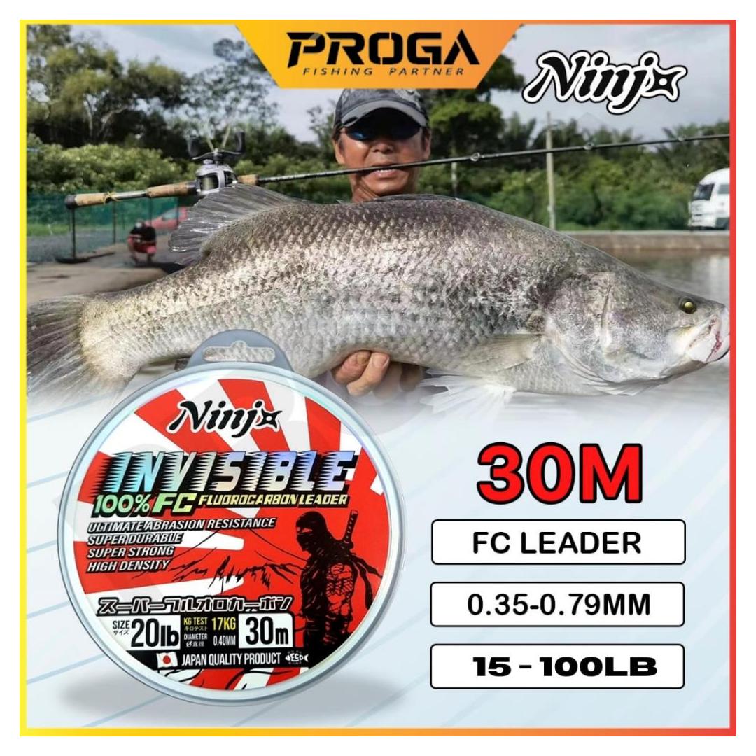 NINJx INVISIBLE FLUOROCARBON 100% FISHING LEADER LINE 30M (JAPAN MATERIAL & QUALITY)