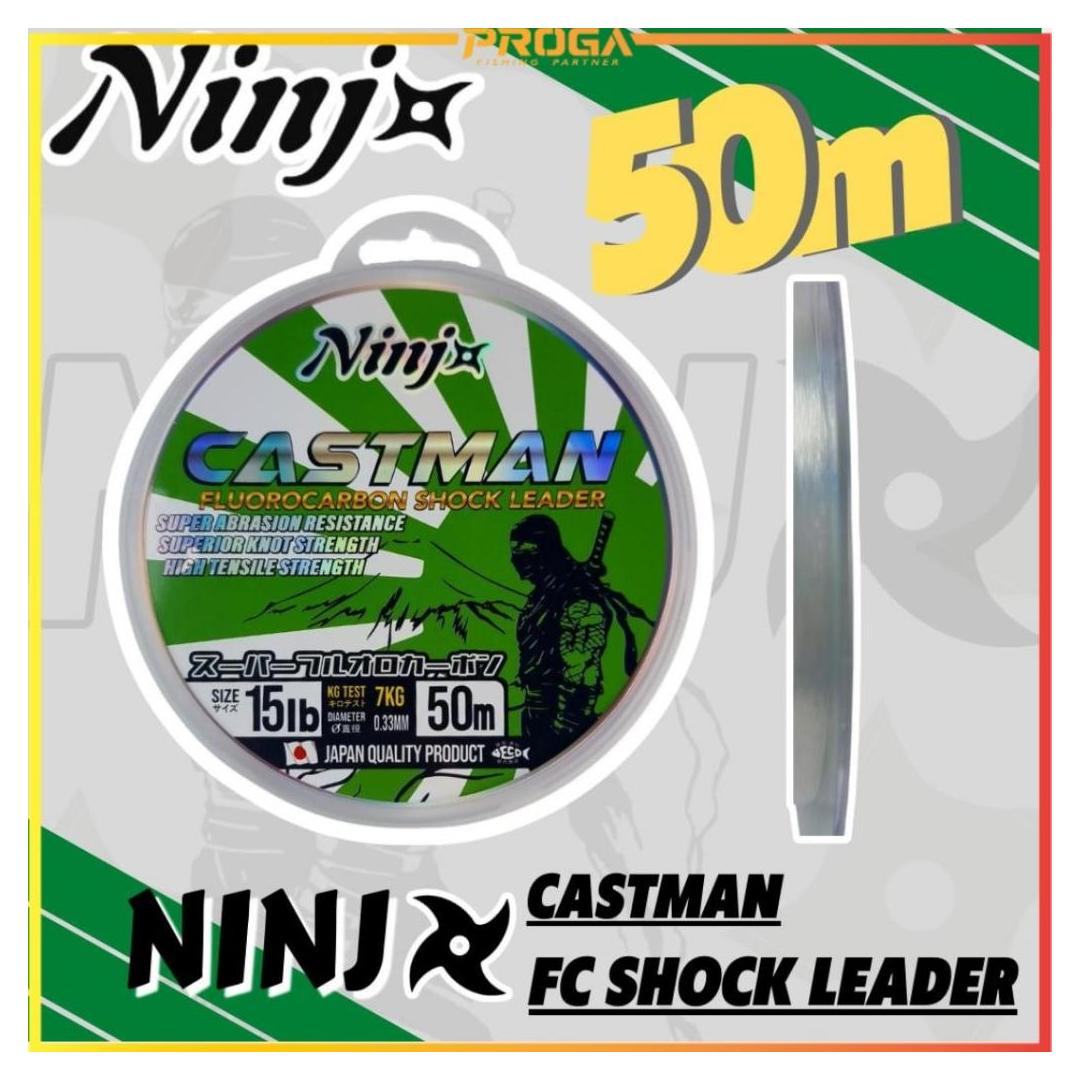 NINJ Castman Fluorocarbon Fishing Shock Leader Line 50M