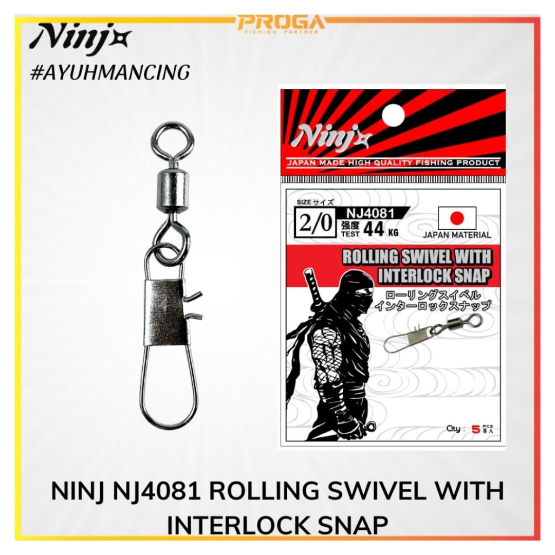 NINJ NJ4081 High Quality Fishing Rolling Swivel With Interlock Snap