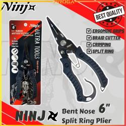 NINJ NJ8009 Bent Nose Split Ring Fishing Plier 6″ – Black