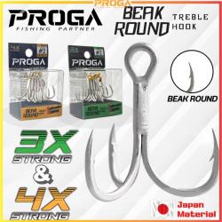 PROGA PR7063/PR7073 3X/4X Strong Beak Round Fishing Treble Hook MATA TIGA