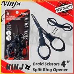 NINJ NJ8010 Folding Braid Fishing Scissors with Split Ring Opener 4″