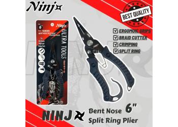 NINJ NJ8009 Bent Nose Split Ring Fishing Plier 6″ – Black