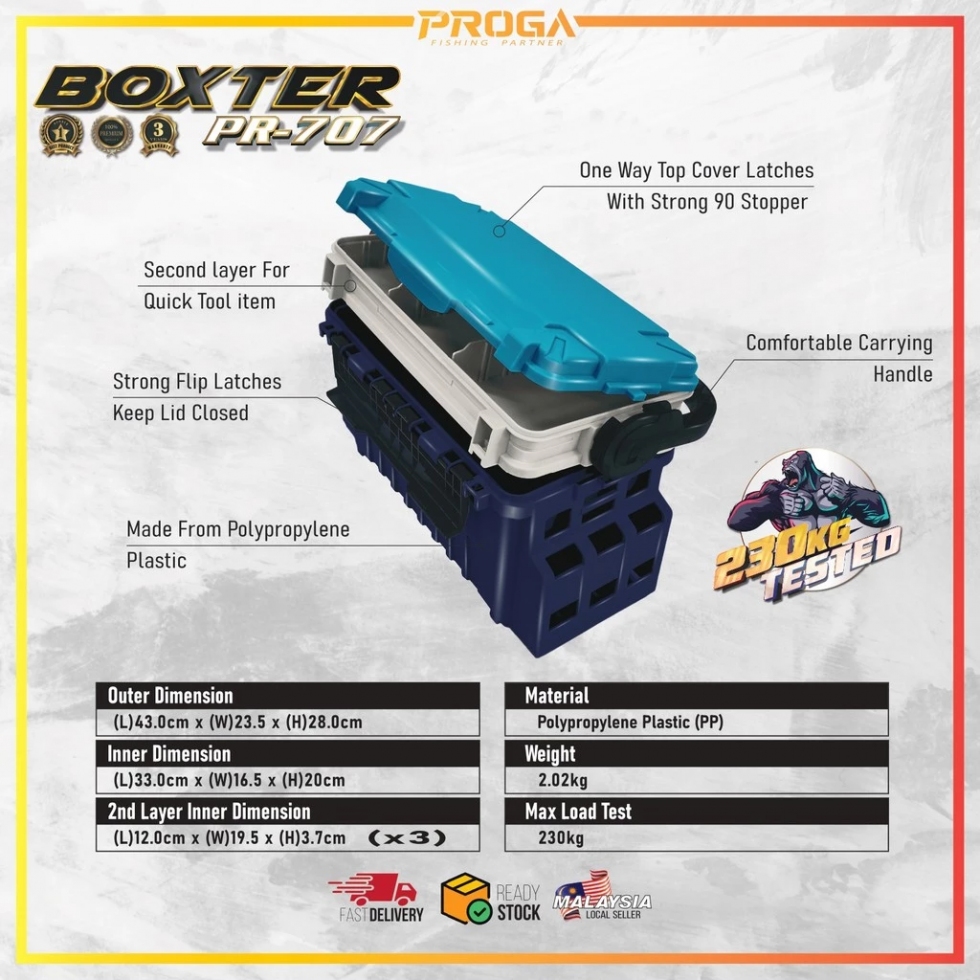 PR-707 PROGA BOXTER TACKLE FISHING BOX(3 YEAR WARRANTY)