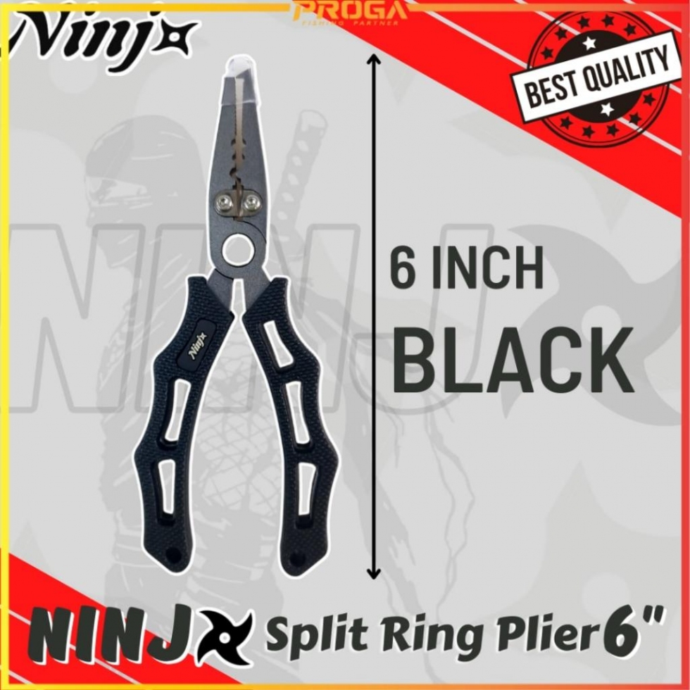 NINJ NJ8001 Split Ring Fishing Plier 6″ – Black