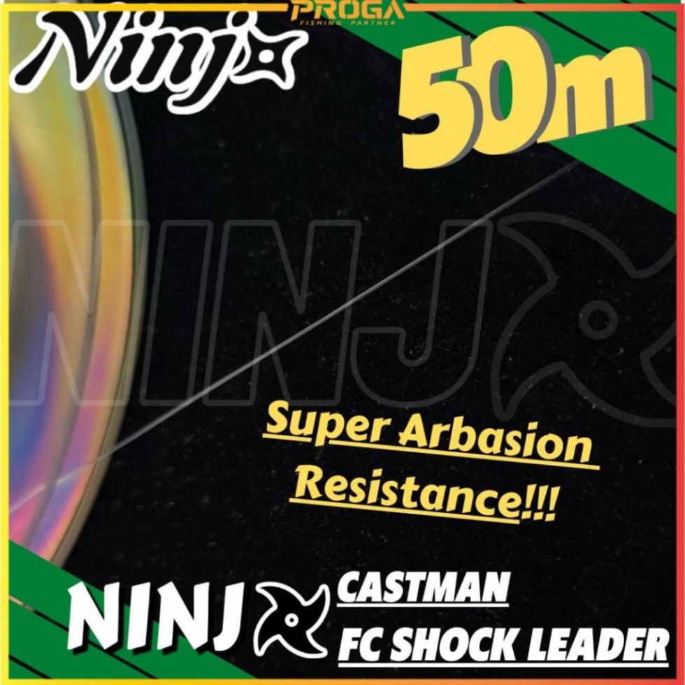 NINJ Castman Fluorocarbon Fishing Shock Leader Line 50M