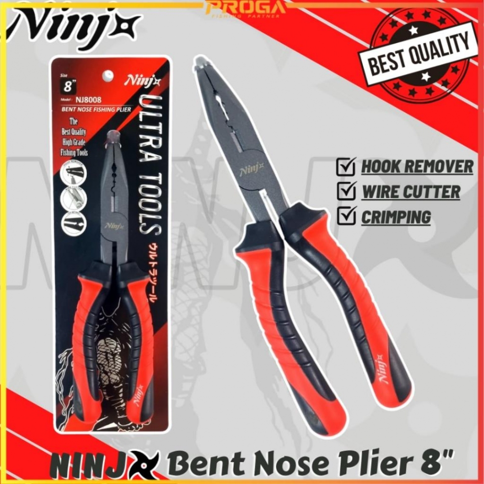 NINJ NJ8008 Bent Nose Fishing Plier 8″