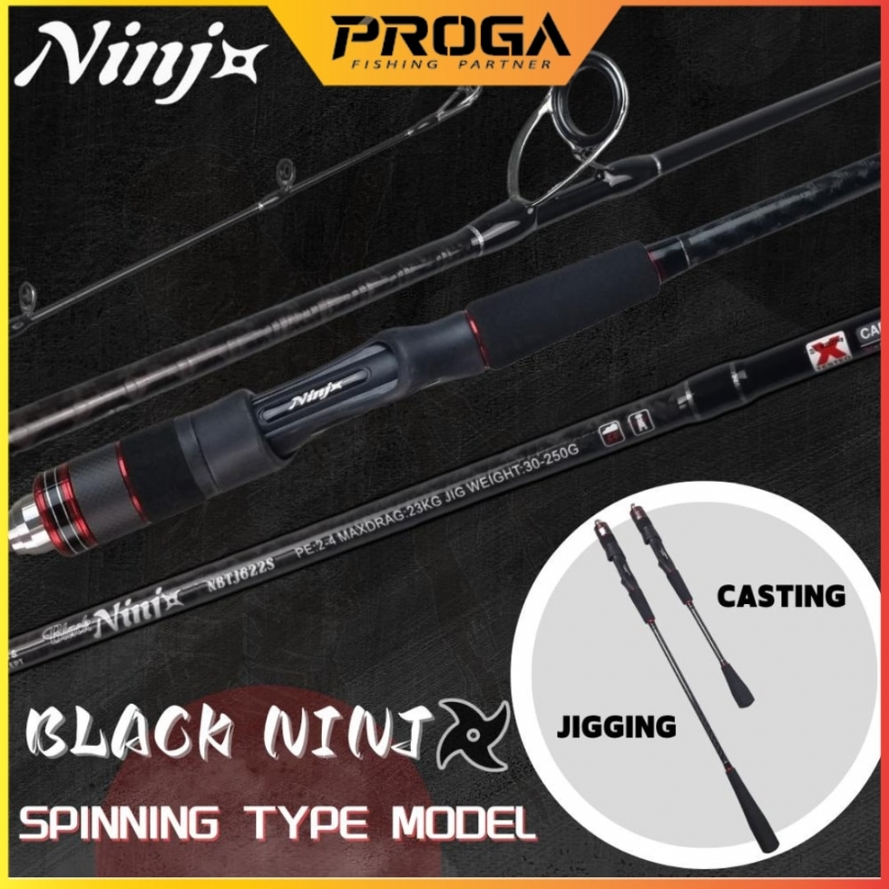 BLACK NINJ+ NBTJ622 Fishing Rod – Double Handle Edition