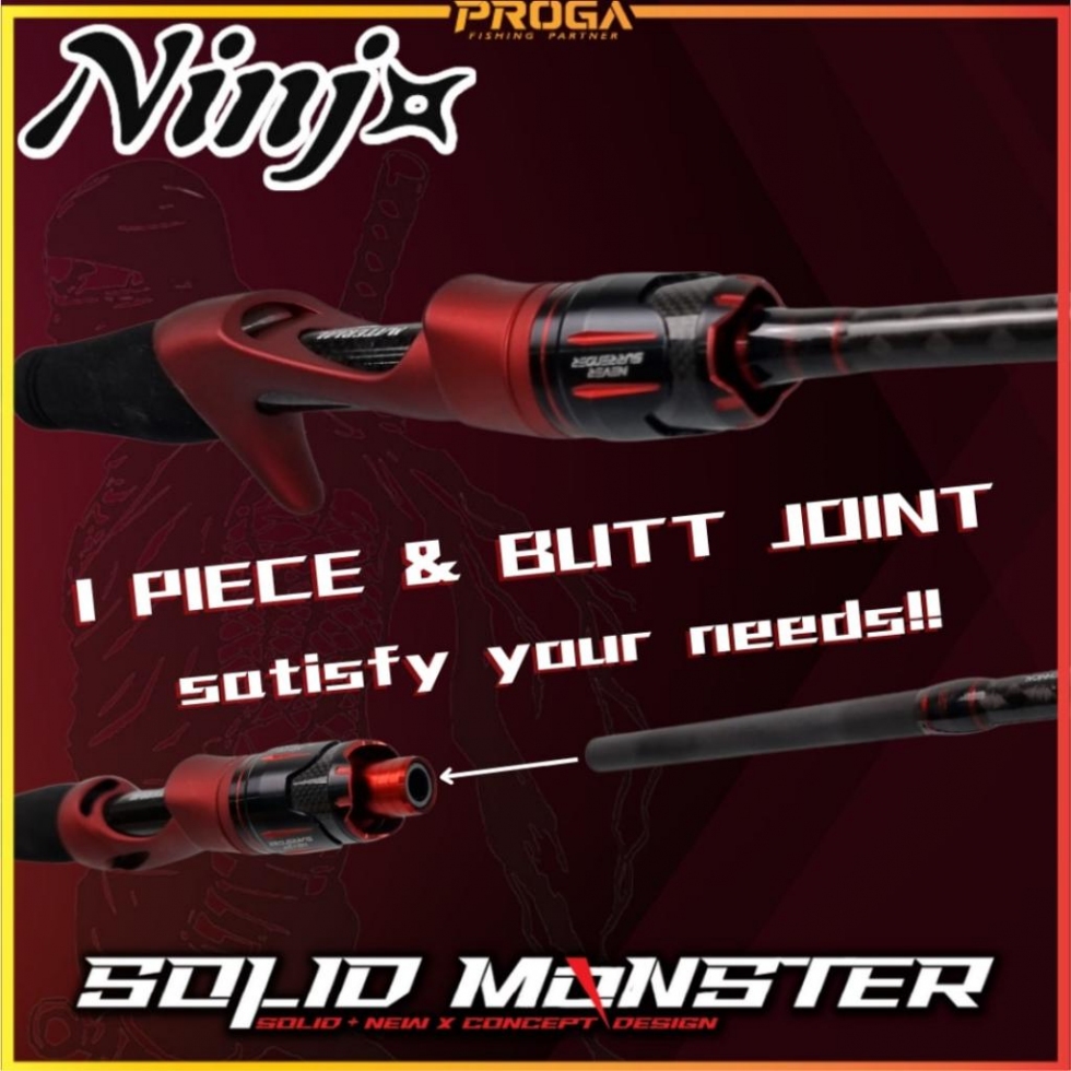 NINJ SOLID MONSTER ROD Solid & New X Concept Solid Carbon Jigging Fishing Rod