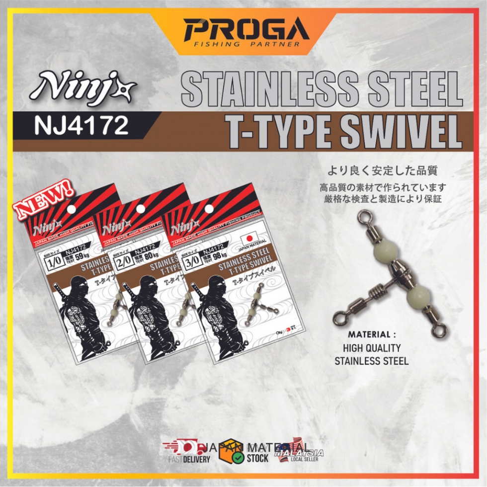 NINJ+ NJ4172 S/S T-TYPE SWIVEL #1/0-3/0 (1PKT 3PCS)