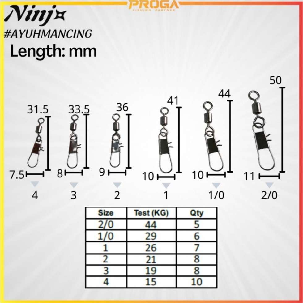 NINJ NJ4081 High Quality Fishing Rolling Swivel With Interlock Snap