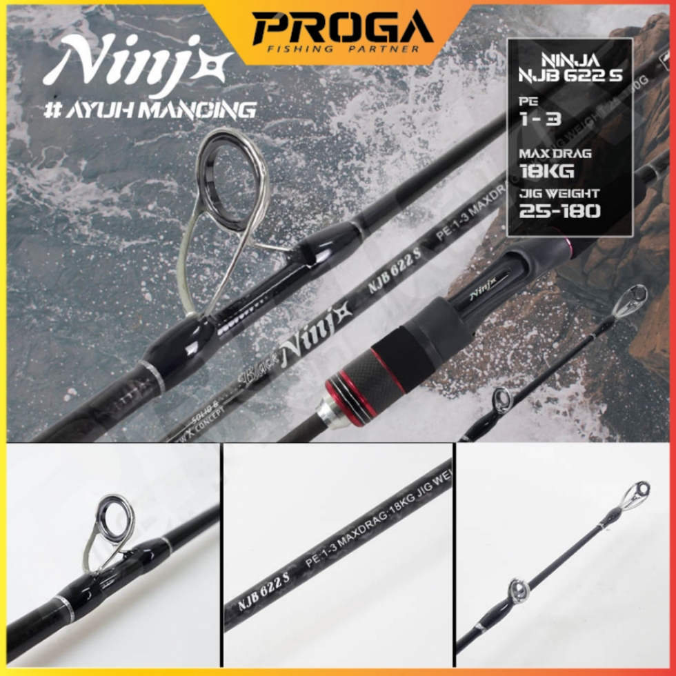 BLACK NINJx NJB622S Solid & New X Concept Spinning Fishing Rod