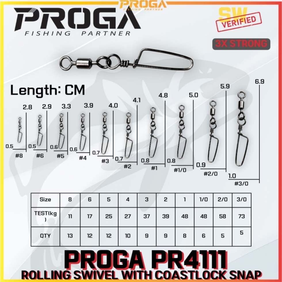 PROGA PR4111 Rolling Swivel with Coastlock Snap