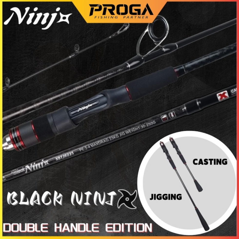 BLACK NINJ+ NBTJ622 Fishing Rod – Double Handle Edition