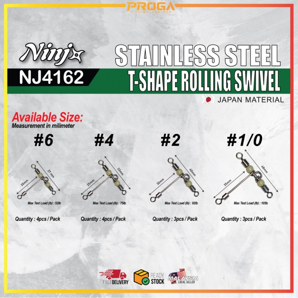 NINJ+ NJ4162 T-SHAPE ROLLING SWIVEL #2-#1/0