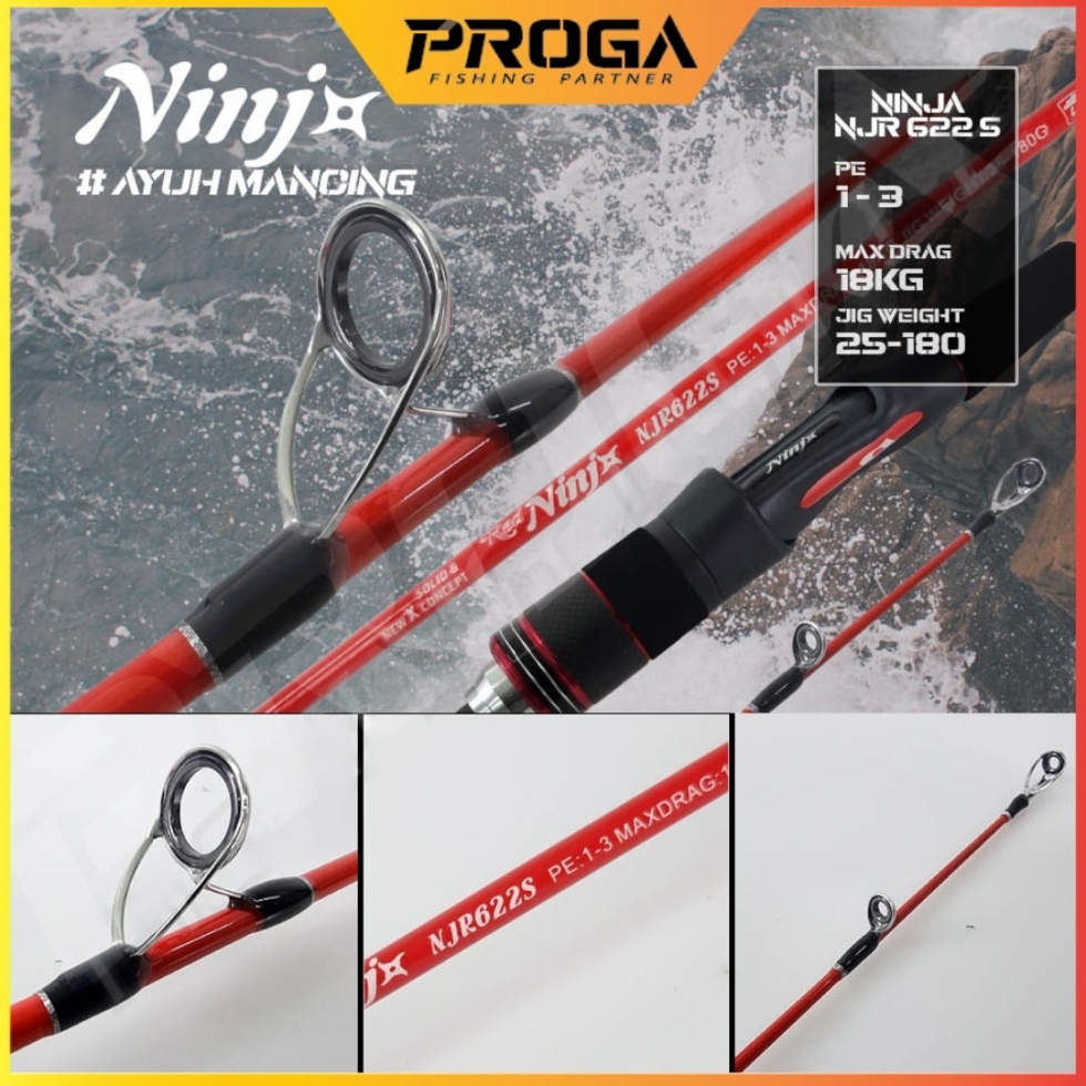 RED NINJx NJR622S Solid & New X Concept Spinning Fishing Rod