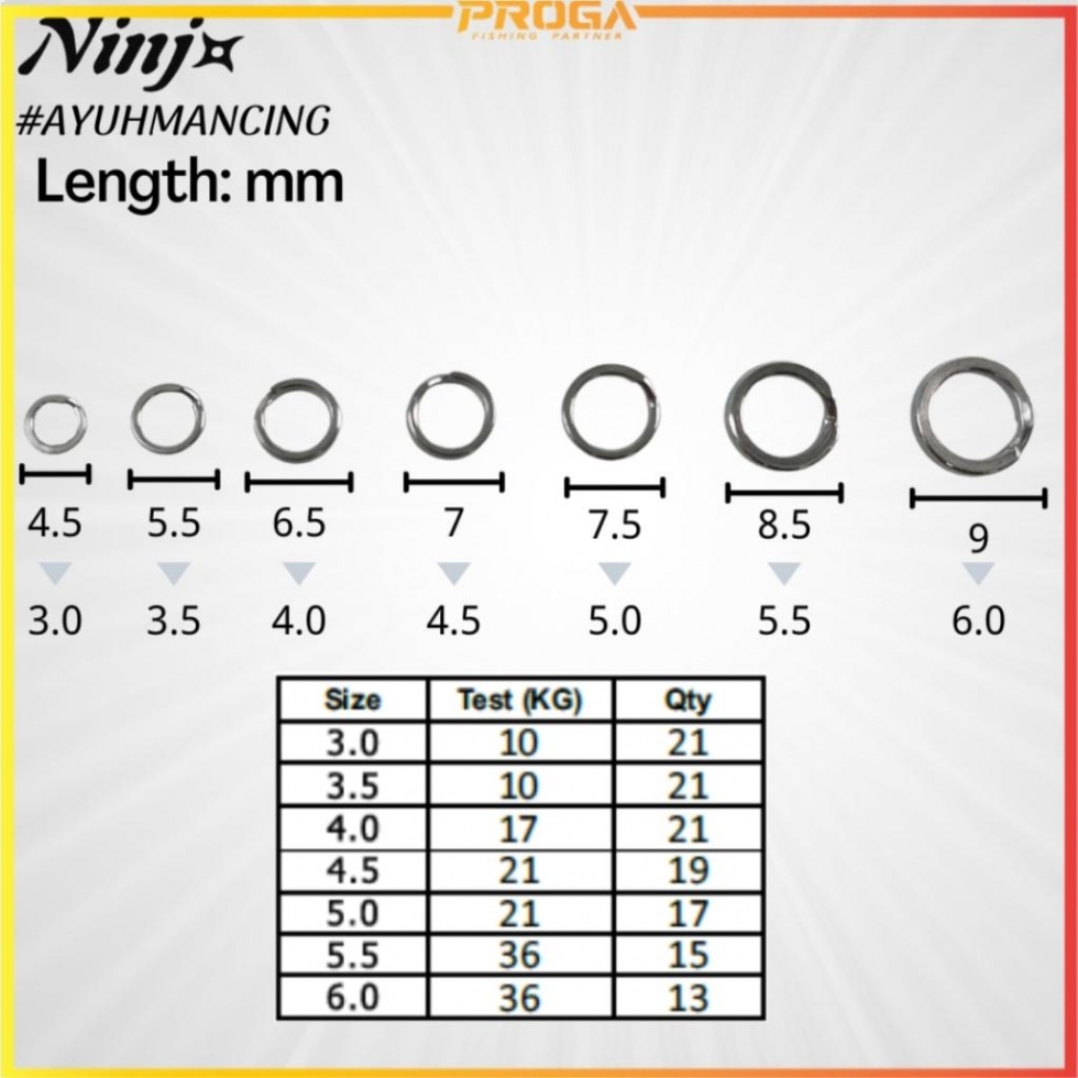 NINJ NJ9012 High Quality Heavy Wire Fishing Split Ring