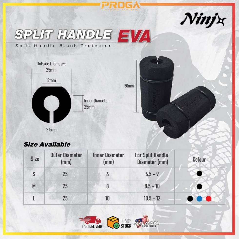 NJSH01 SPLIT HANDLE EVA ROD PROTECTOR#S-#L