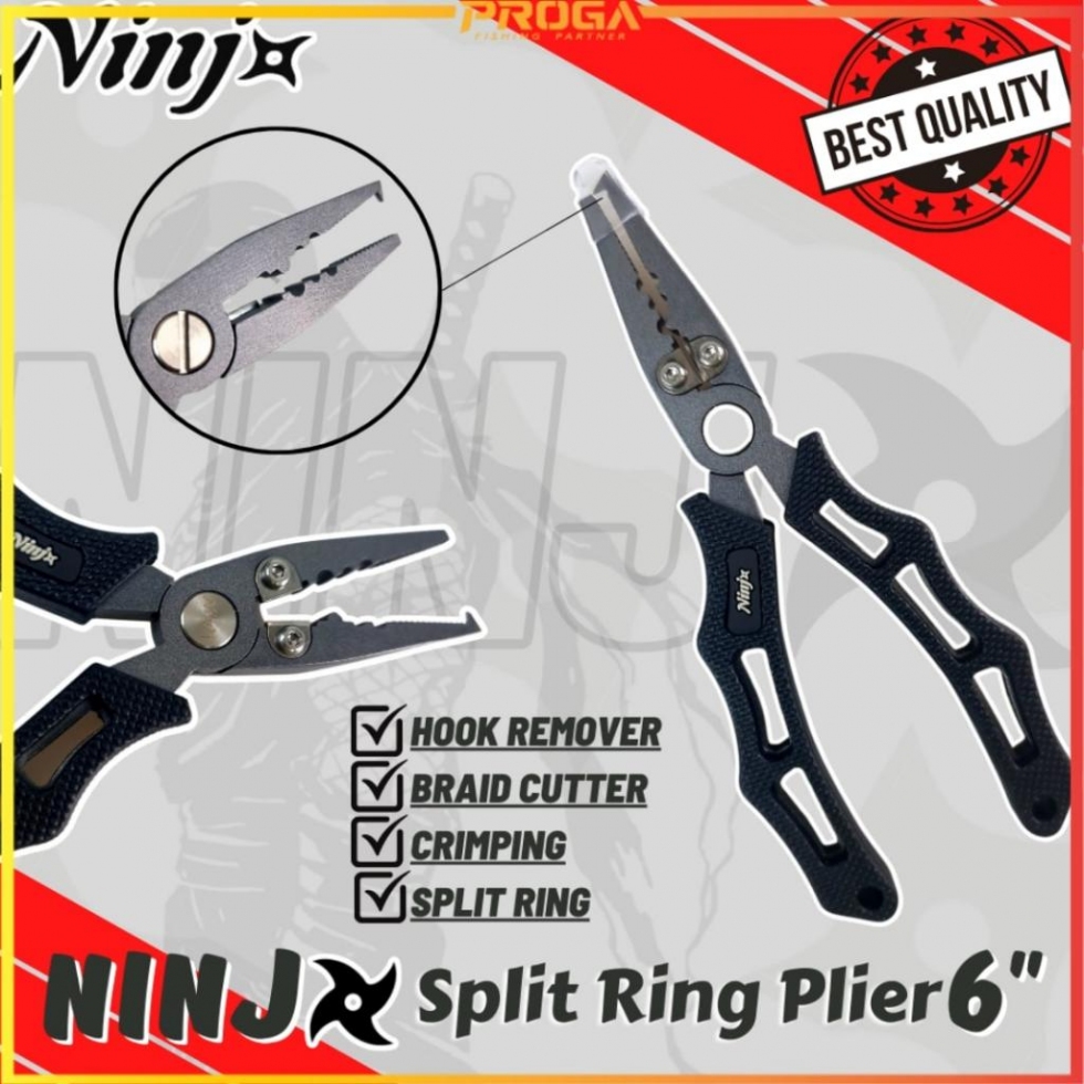 NINJ NJ8001 Split Ring Fishing Plier 6″ – Black