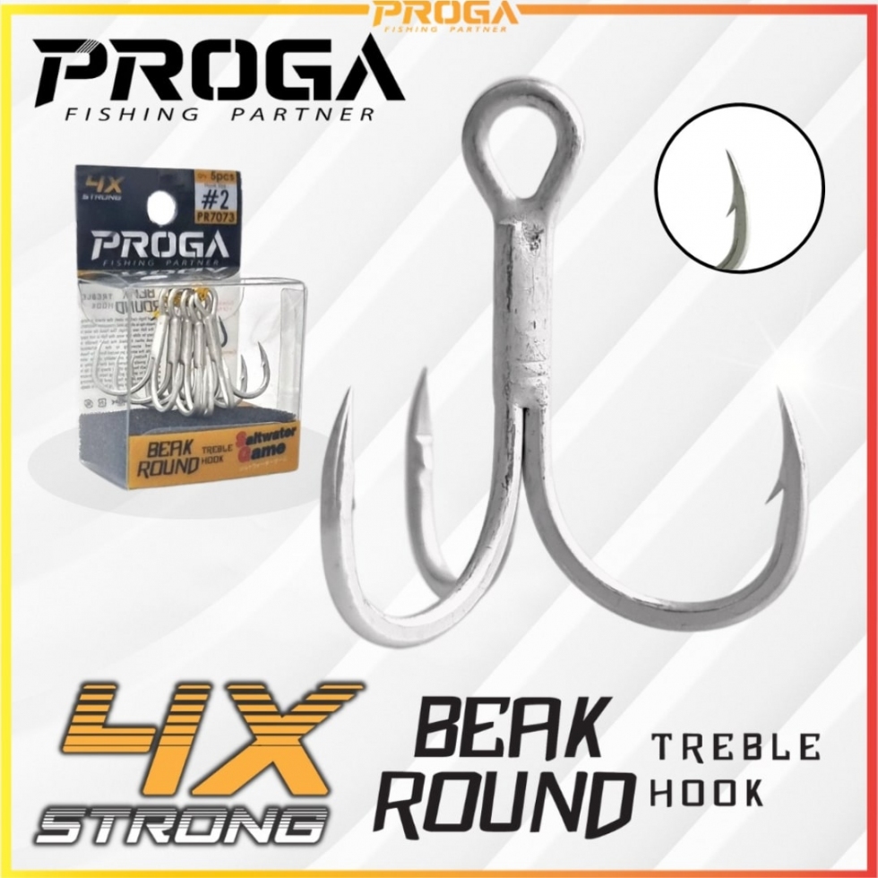 PROGA PR7063/PR7073 3X/4X Strong Beak Round Fishing Treble Hook MATA TIGA