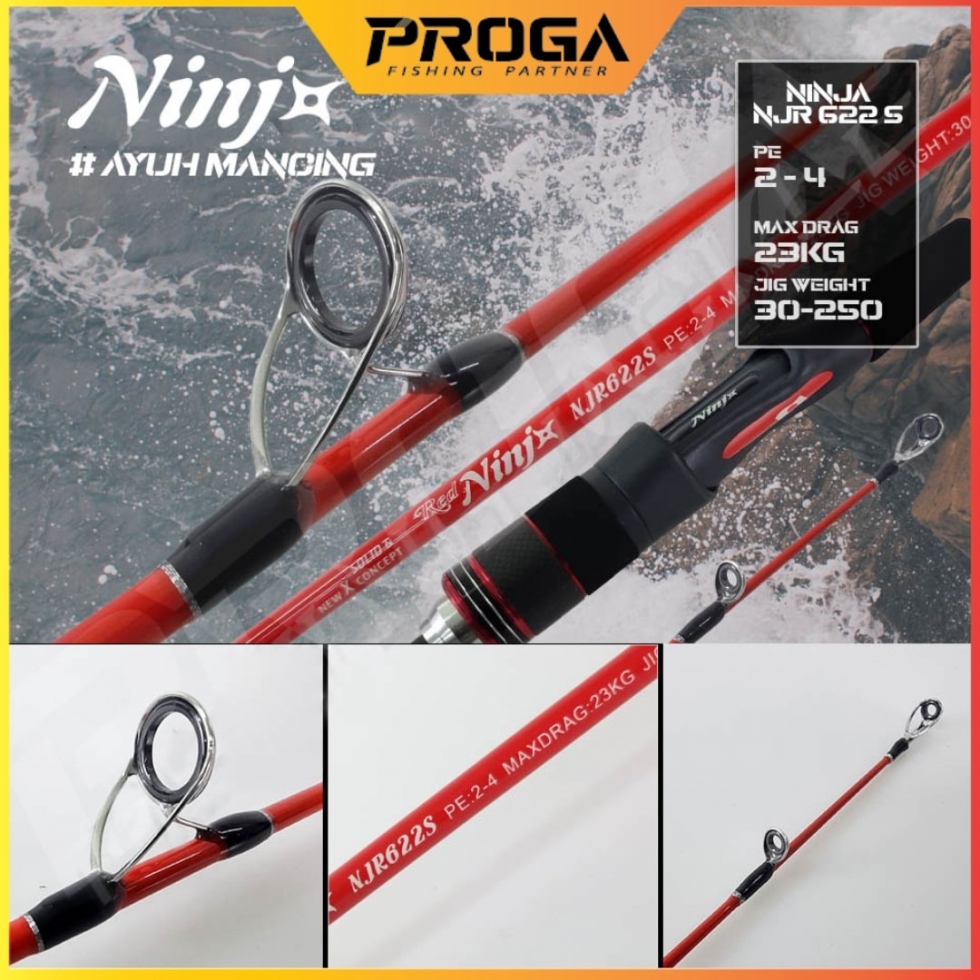 RED NINJx NJR622S Solid & New X Concept Spinning Fishing Rod