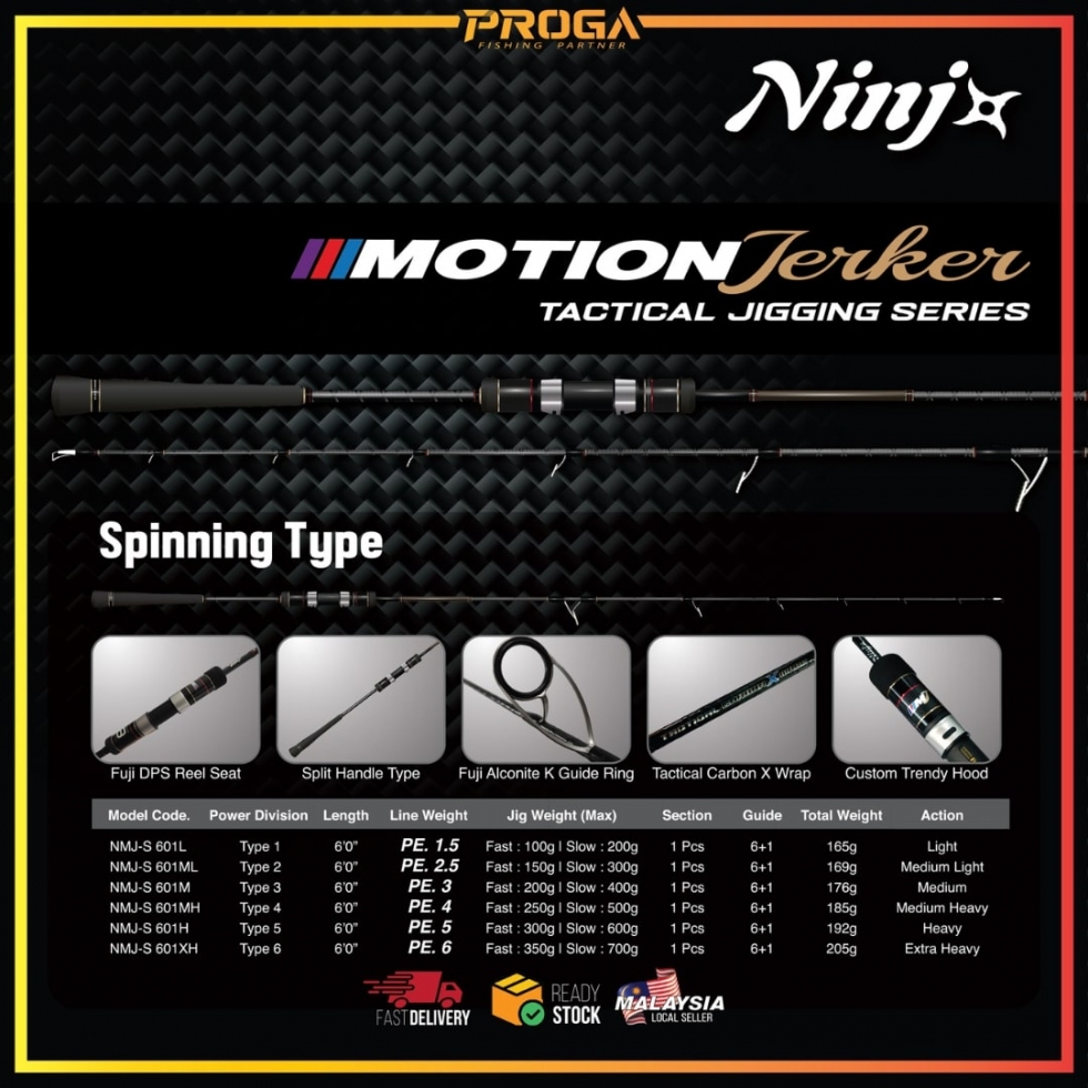 NINJ+ MOTION JERKER [SPINNING/BC] TACTICAL JIGGING SERIES FISHING ROD SLOW FAST JIGGING TACTICAL CARBON X WRAP