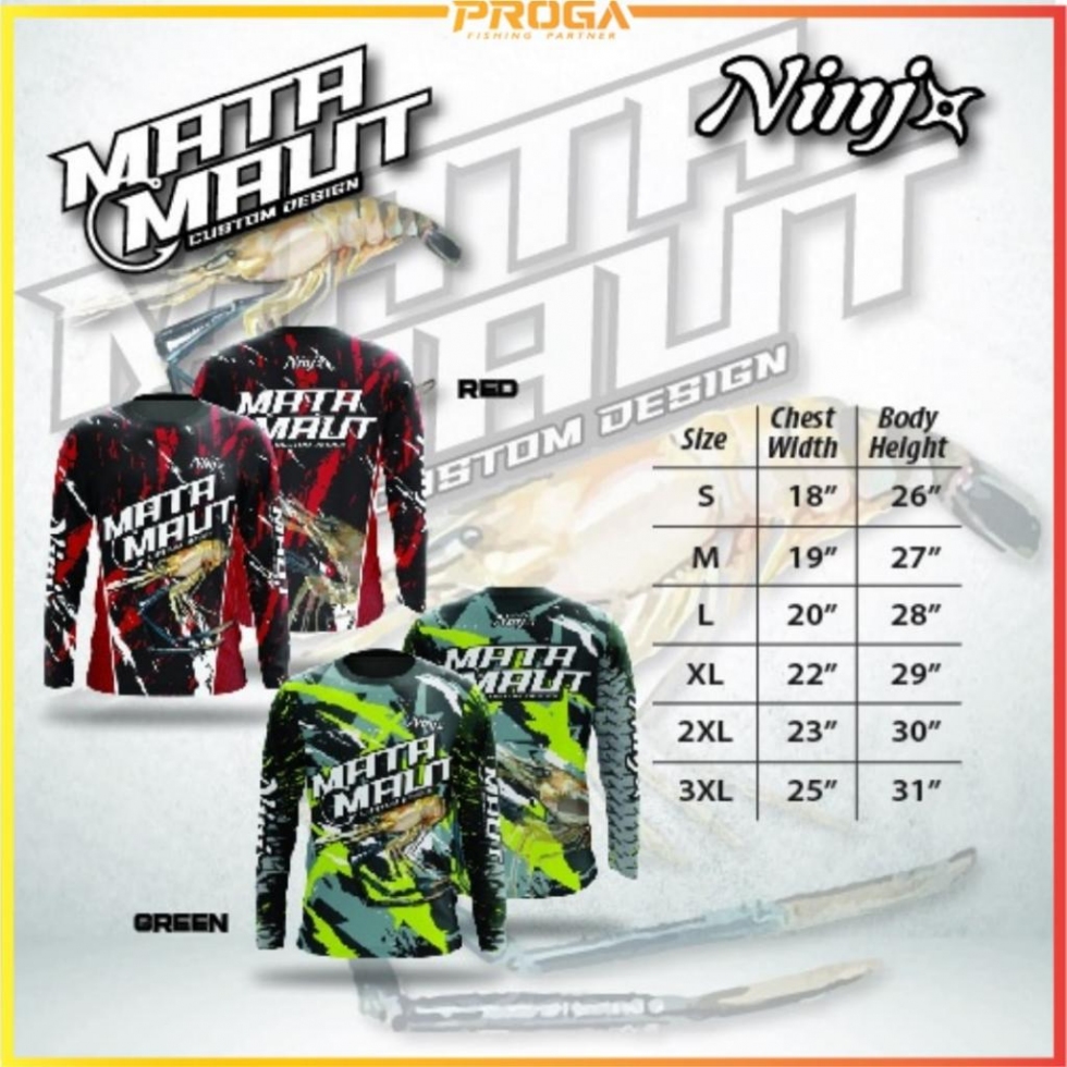 2023 New NINJA MATA Maut Long Sleeve Jersey Shirt - GREEN / RED