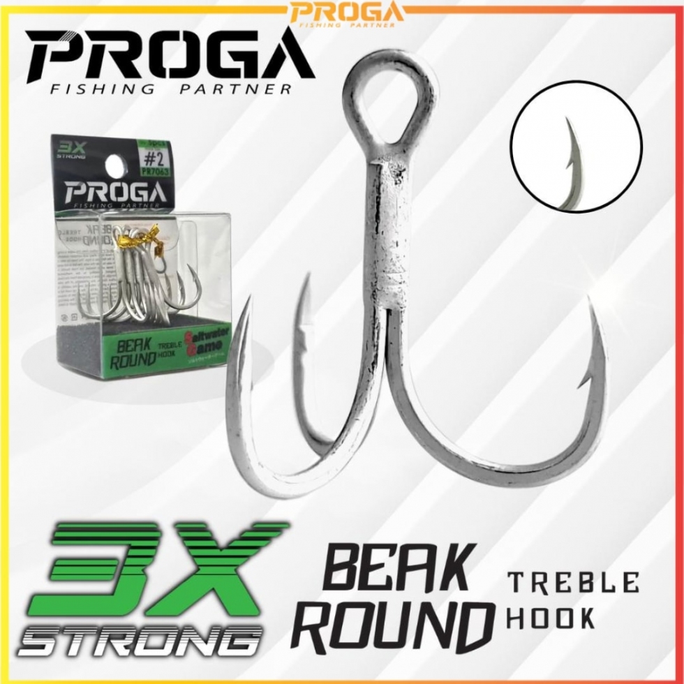 PROGA PR7063/PR7073 3X/4X Strong Beak Round Fishing Treble Hook MATA TIGA