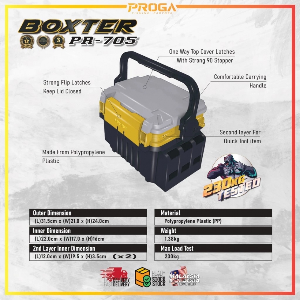 PR-705 PROGA BOXTER TACKLE FISHING BOX(3 YEAR WARRANTY)